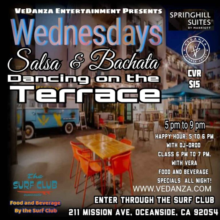WEDNESDAYS Salsa and Bachata DANCING on the Terrace