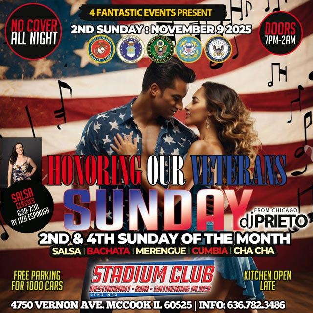 Honoring Our Veterans – Salsa Sunday at The Stadium Club