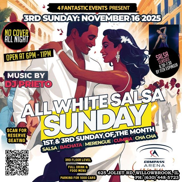 All-White Salsa Sundays @ Compass Arena – No Cover Charge!