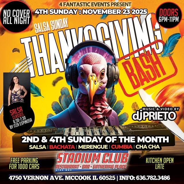 Thanksgiving Turkey Bash – Salsa Sunday @ The Stadium Club