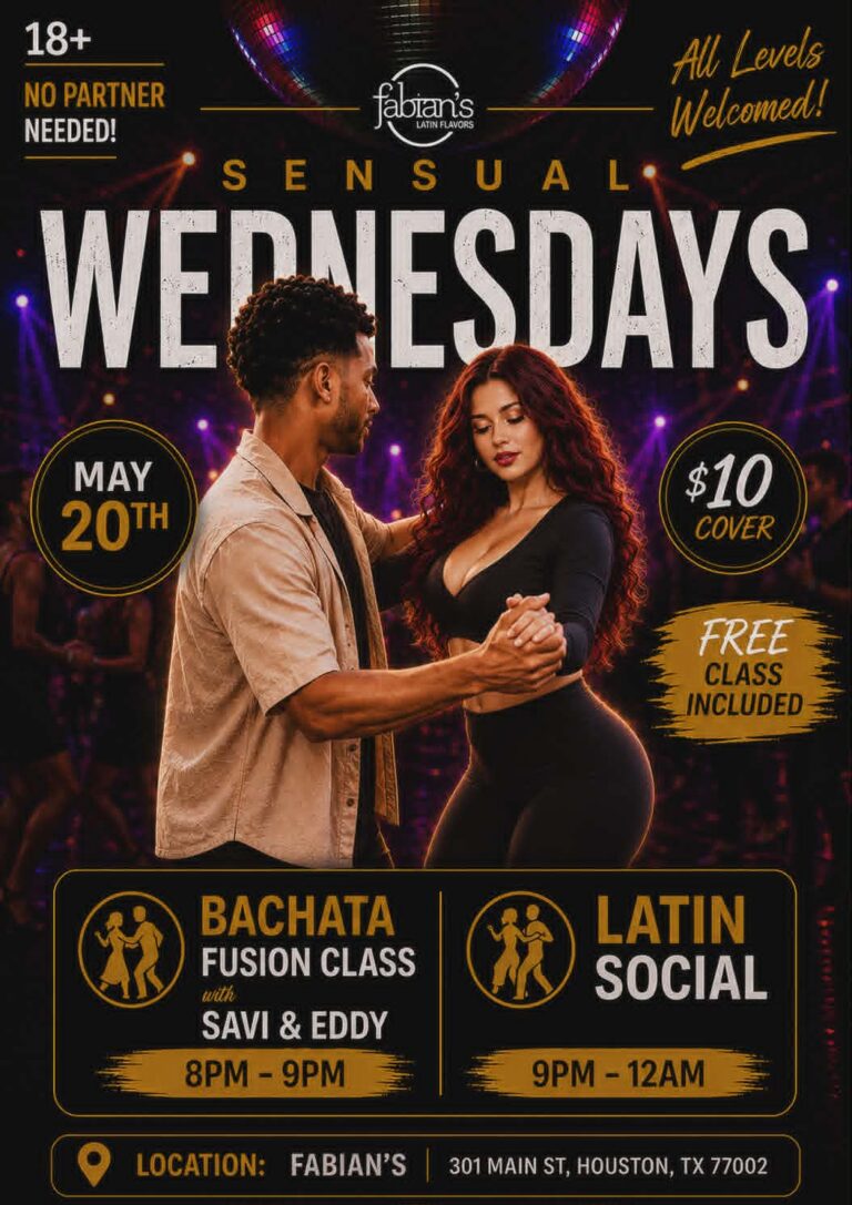 SENSUAL WEDNESDAYS (SPECIAL EDITION BACHATA/SALSA EVENT AT FABIAN’S)
